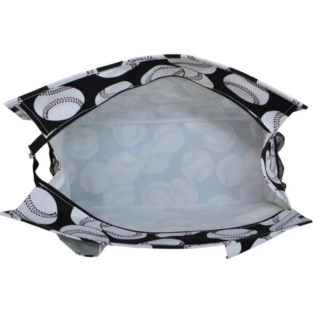 NGIL Baseball Print Large Utility Tote Bag With Multiple Pockets & Double Handle - Picture 3 of 3